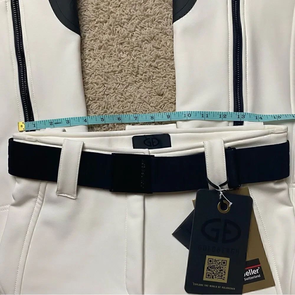 Goldbergh Pippa Belted Ski Pants White Black NWT US 10 - Picture 2 of 7